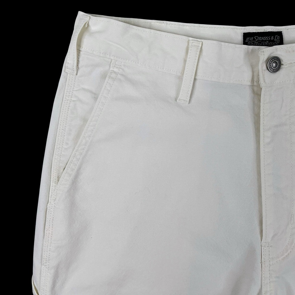 Levis‎ Pants Men 34x36 (ACTUAL 32x31.5) Ivory White Carpenter Twill Straight - Picture 4 of 15